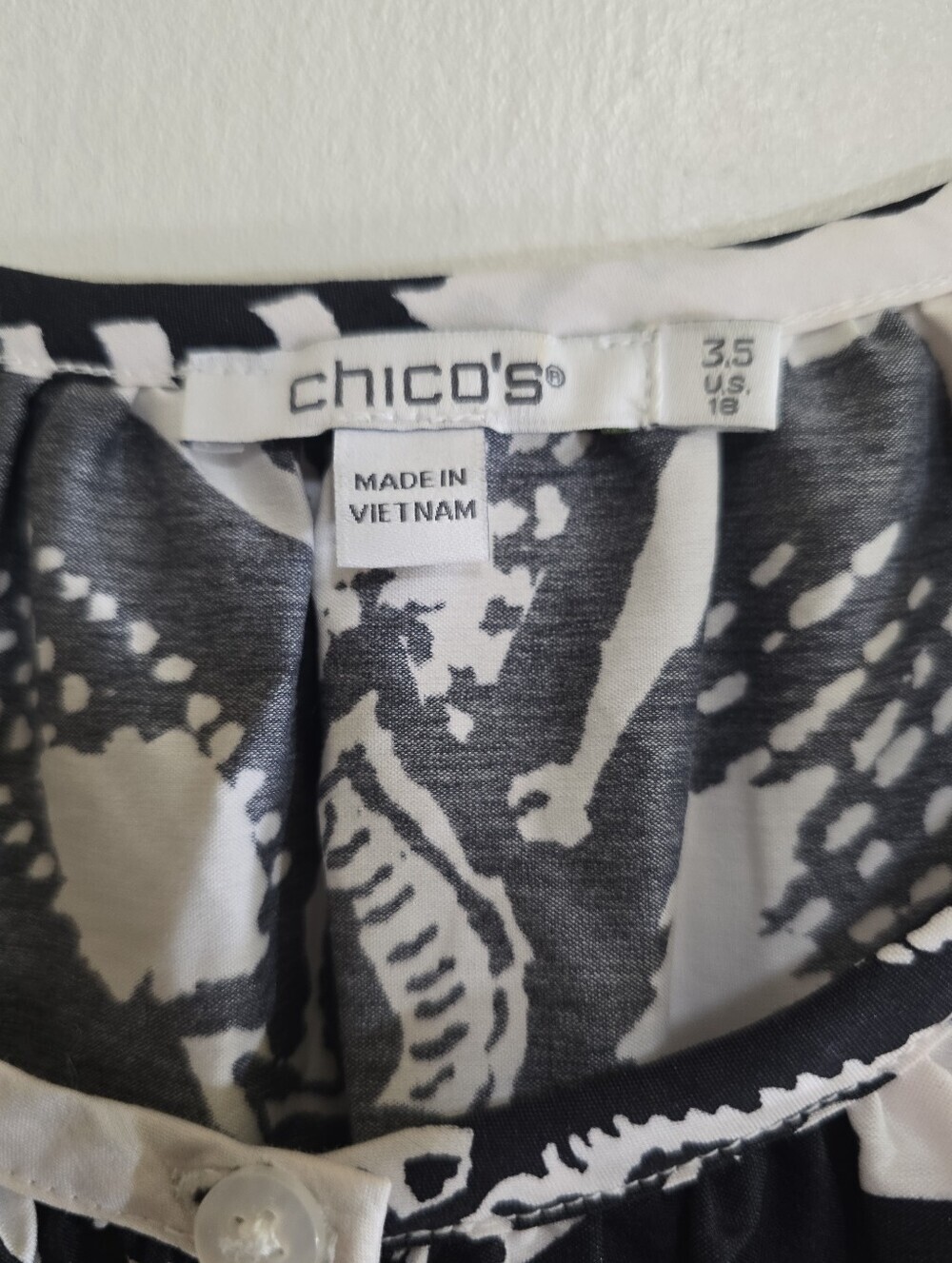 Chico's Poplin Balloon Sleeve Floral Midi Dress 3.5 18 Black White - Picture 3 of 8